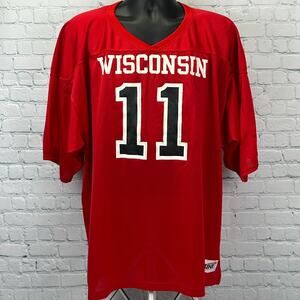 Vintage 90s Wisconsin Badgers Football Jersey Shirt Red USA Made Bike XL X-Large